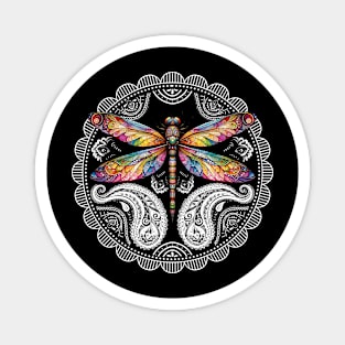 Magical Colorful Dragonfly Mandala Magnet